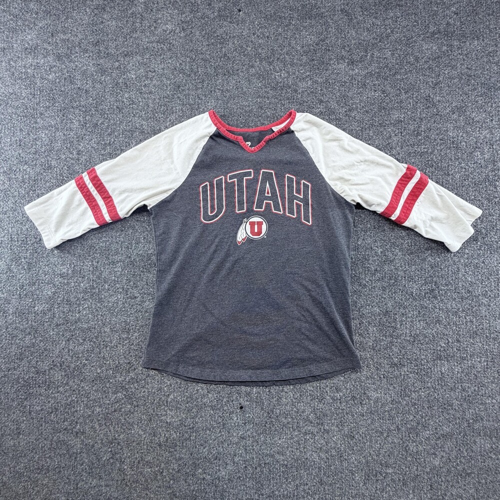 Utah Utes Shirt Womens Small Gray NCAA College 3/4 Sleeve Raglan Colosseum